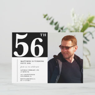 Cartes d'invitation Photo noir et blanc 56ème anni