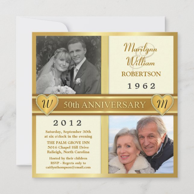 Cartes d'invitation photo pour les 50 ans de maria (Devant)