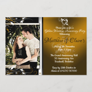 Cartes d'invitation photo pour les 50 ans en or