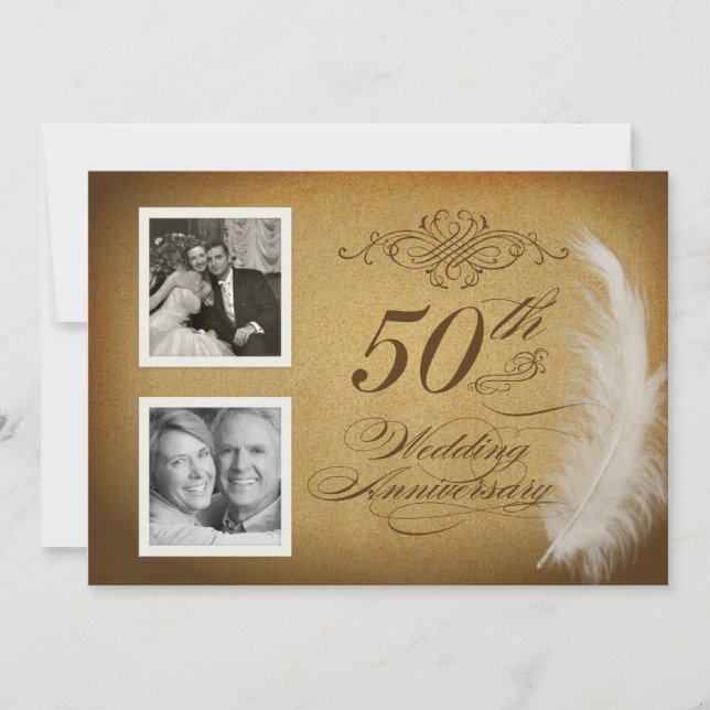 Cartes d'invitation photo vintage 50e anniversaire (Devant)