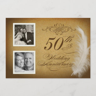 Cartes d'invitation photo vintage Feather 2 pour 5