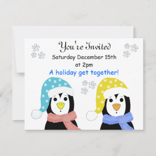 Cartes d'invitation pingouin pour fête de fin d'an