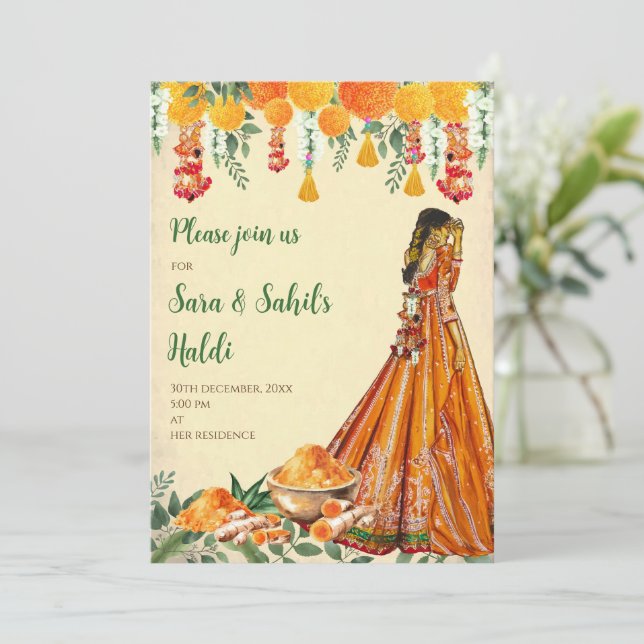 Cartes d'invitation Pithi & invitations Haldi Cart (Debout devant)