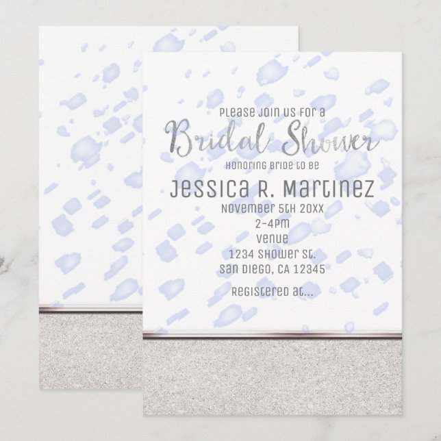 Cartes d'invitation Pluie Bleue pour Mariage Moder (Devant / Derrière)