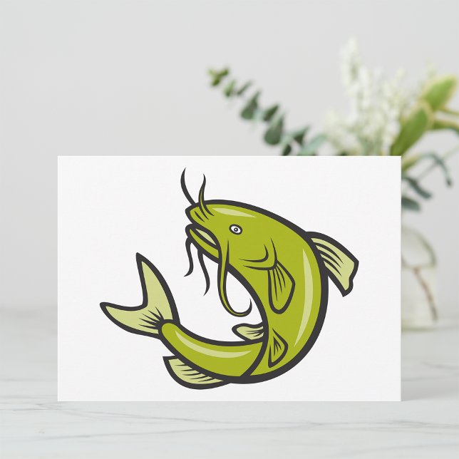 Cartes d'invitation Poisson-chat vert (Créateur téléchargé)