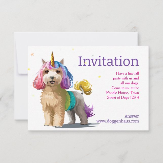 Cartes d'invitation Poodle (Dos)