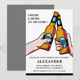 Cartes d'invitation pour 100e anniversaire Cheers 
