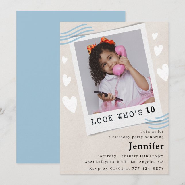 Cartes d'invitation pour 10 ans (Devant / Derrière)