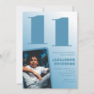 Cartes d'invitation pour 11 ans avec un dégradé bl