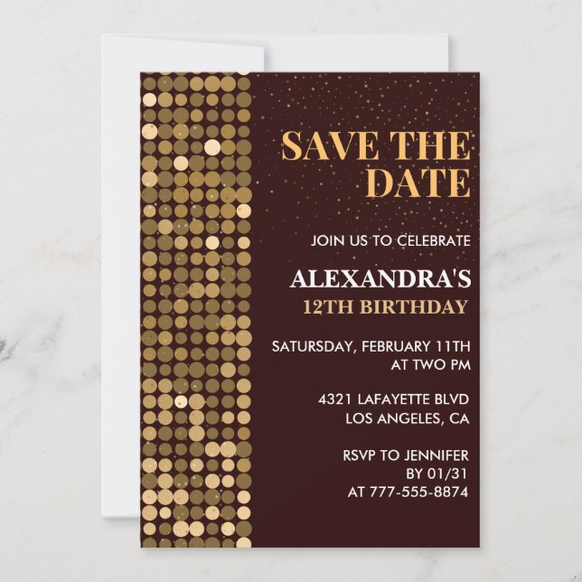 Cartes d'invitation pour 12 ans à sauver la date O (Devant)