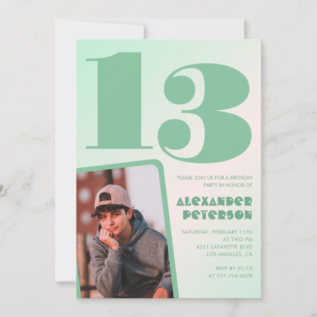 Cartes d'invitation pour 13 ans avec un dégradé ve (Devant)