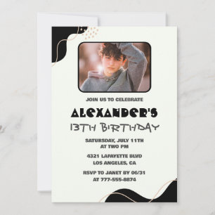 Cartes d'invitation pour 13 ans garçon simple phot