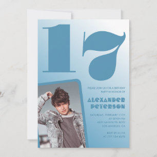 Cartes d'invitation pour 17 ans avec dégradé bleu