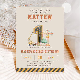 Cartes d'invitation pour 1er anniversaire avec véh