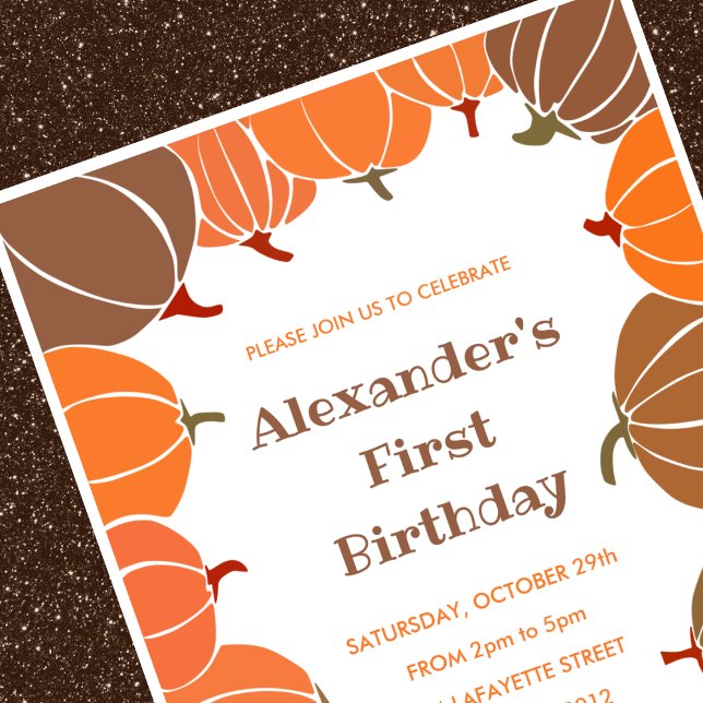 Cartes d'invitation pour 1er anniversaire Hallowee (Halloween-1st-birthday-invitations-fall-orange-boy-1)