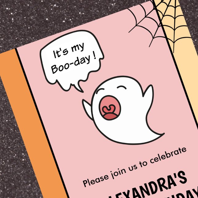 Cartes d'invitation pour 1er anniversaire Hallowee (Halloween-1st-birthday-invitations-pink-little-boo-1)