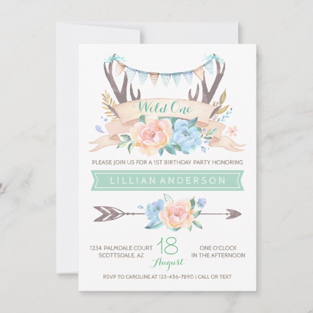 Cartes d'invitation pour 1er anniversaire Tribal A (Devant)