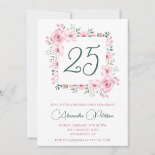 Cartes d'invitation pour 25ème anniversaire Floral