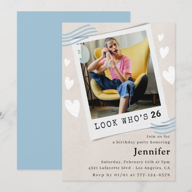 Cartes d'invitation pour 26 ans (Devant / Derrière)
