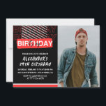 Cartes d'invitation pour 29e anniversaire Hommes P<br><div class="desc">Cartes d'invitation 29e anniversaire homme Photo Noir Rouge</div>
