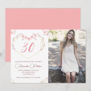 Cartes d'invitation pour 30 ans Boho Floral Photo