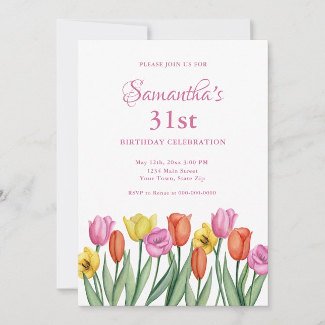 Cartes d'invitation pour 31e anniversaire à l'aqua (Devant)