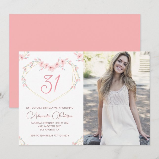 Cartes d'invitation pour 31e anniversaire Bohème F (Devant / Derrière)