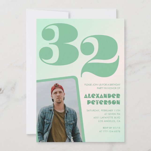 Cartes d'invitation pour 32e anniversaire garçon a (Devant)