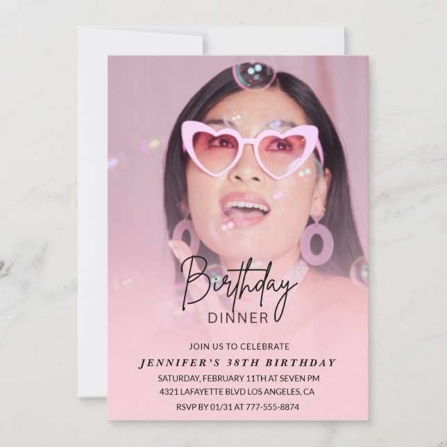 Cartes d'invitation pour 38e anniversaire Dîner d' (Devant)