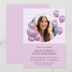 Cartes d'invitation pour 39e anniversaire Ballons 