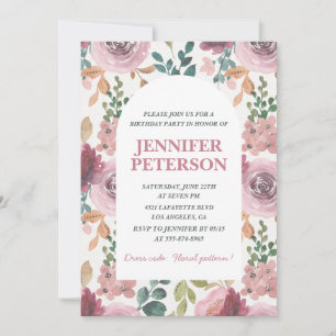 Cartes d'invitation pour 40 ans Floral Boho Élégan