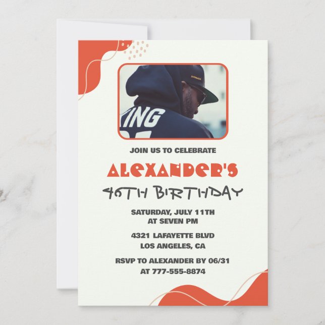 Cartes d'invitation pour 46e anniversaire Hommes M (Devant)