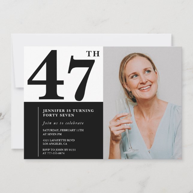 Cartes d'invitation pour 47e anniversaire photo no (Devant)