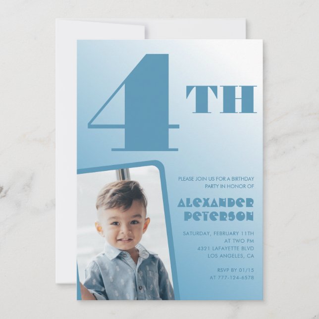 Cartes d'invitation pour 4ème anniversaire avec dé (Devant)