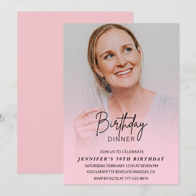 Cartes d'invitation pour 50 ans d'anniversaire Pho (Devant / Derrière)
