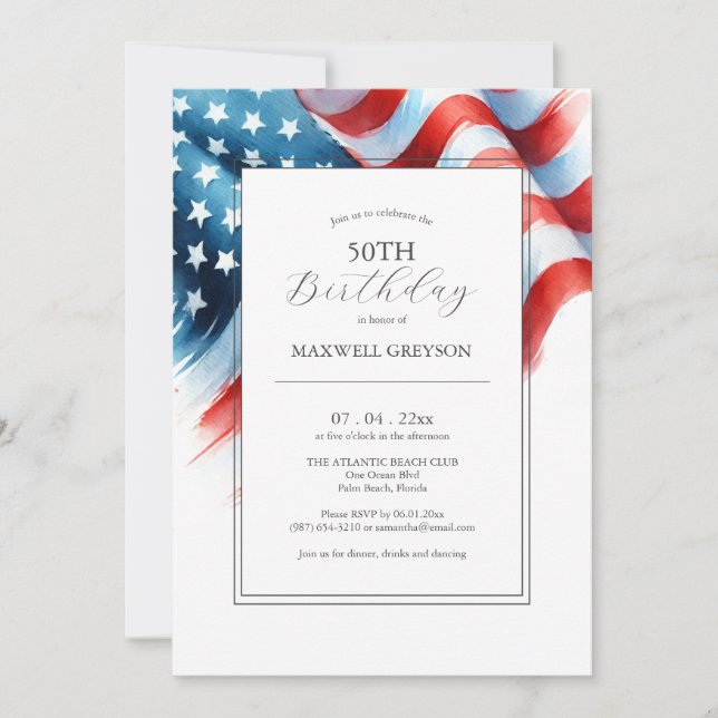 Cartes d'invitation pour 50 ans Homme (Devant)