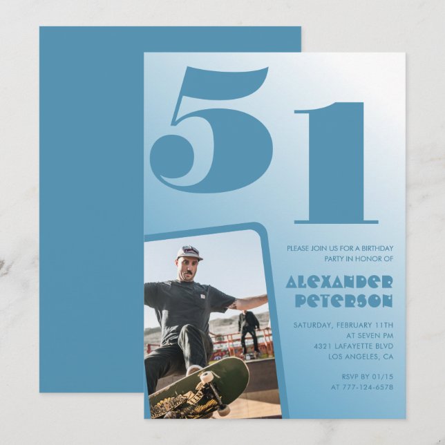 Cartes d'invitation pour 51e anniversaire avec pho (Devant / Derrière)