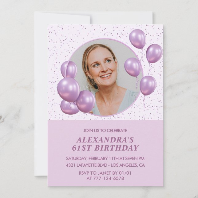 Cartes d'invitation pour 61e anniversaire Ballons  (Devant)
