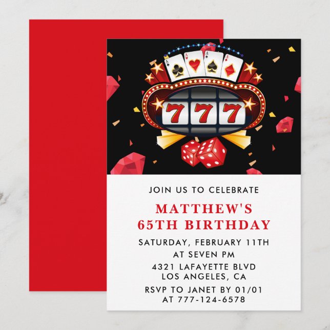 Cartes d'invitation pour 65e anniversaire thème Ca (Devant / Derrière)