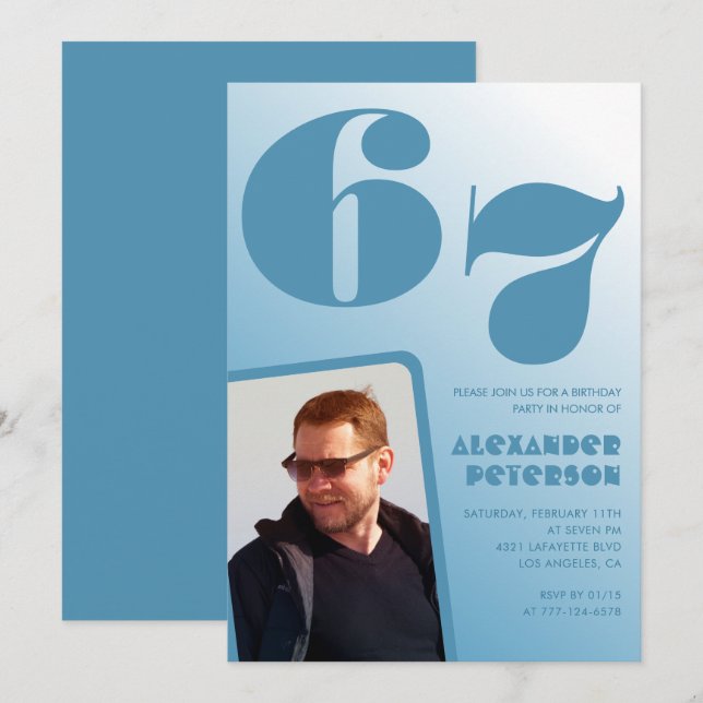 Cartes d'invitation pour 67e anniversaire avec pho (Devant / Derrière)