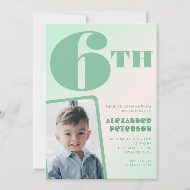 Cartes d'invitation pour 6ème anniversaire garçon  (Devant)