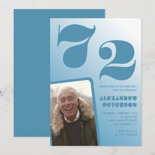 Cartes d'invitation pour 72 ans avec photo et dégr