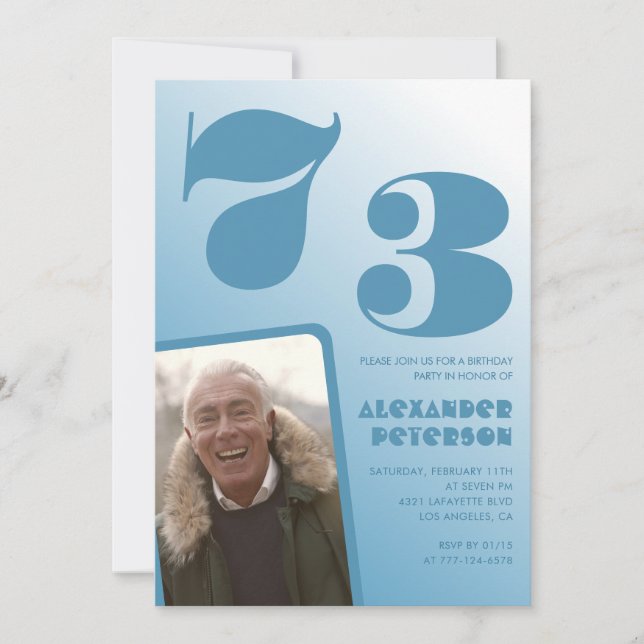 Cartes d'invitation pour 73e anniversaire avec dég (Devant)