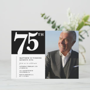 Cartes d'invitation pour 75 ans noires Moderne Chi