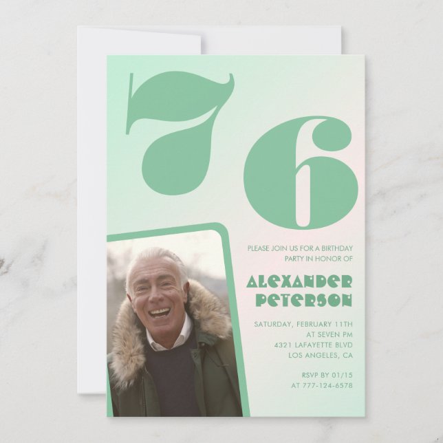 Cartes d'invitation pour 76 ans avec un garçon et  (Devant)