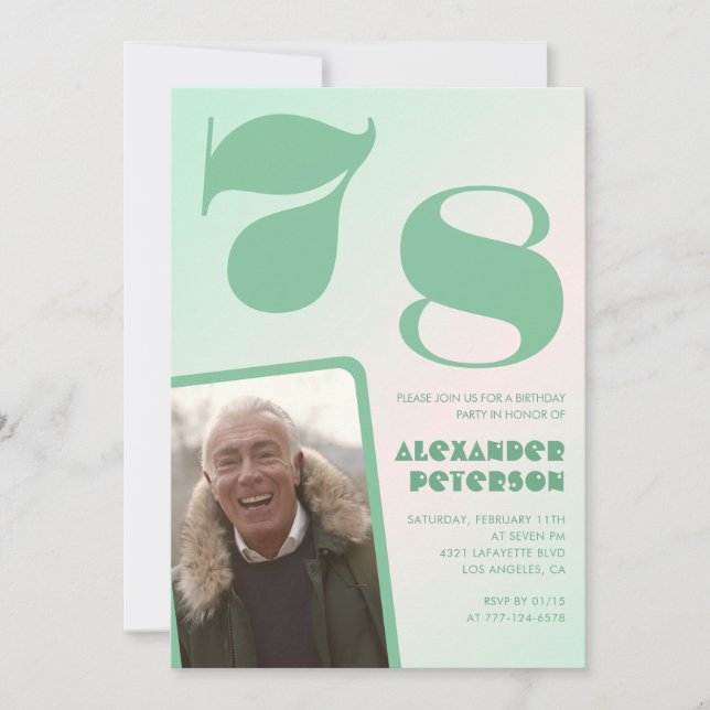 Cartes d'invitation pour 78ème anniversaire avec u (Devant)