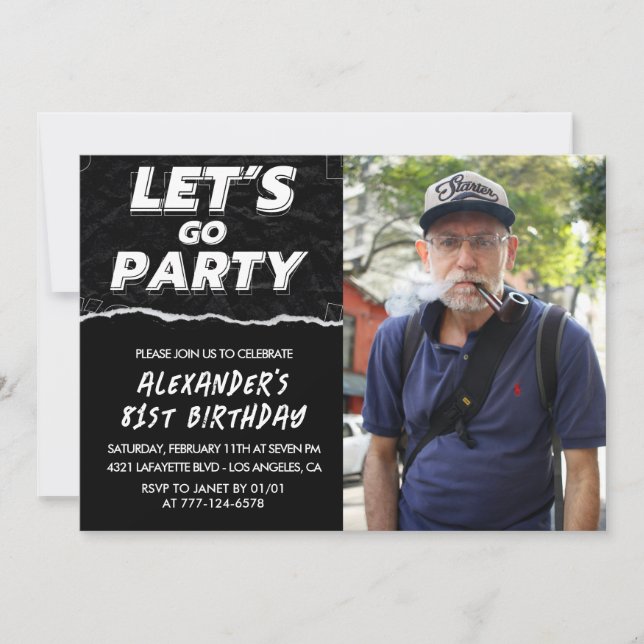 Cartes d'invitation pour 81e anniversaire Hommes P (Devant)