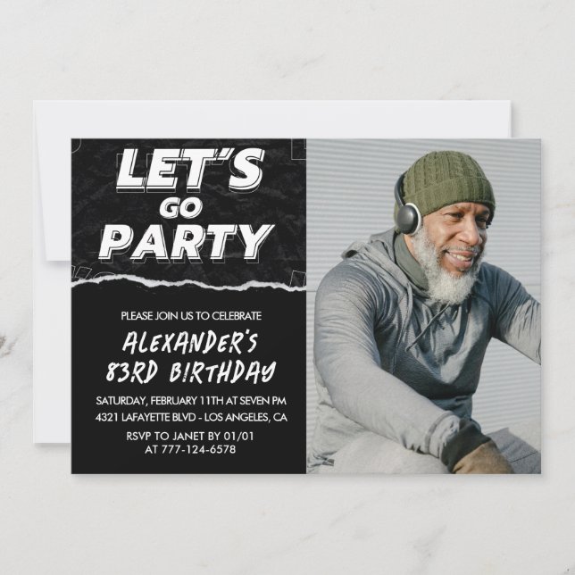 Cartes d'invitation pour 83e anniversaire hommes p (Devant)