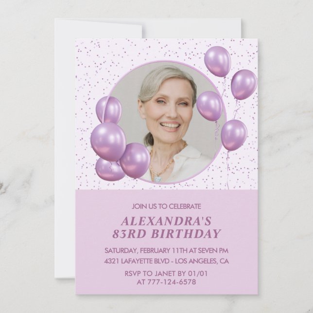 Cartes d'invitation pour 83e anniversaire Photo Ba (Devant)