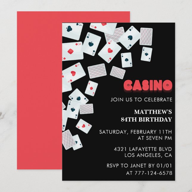 Cartes d'invitation pour 84e anniversaire Hommes P (Devant / Derrière)
